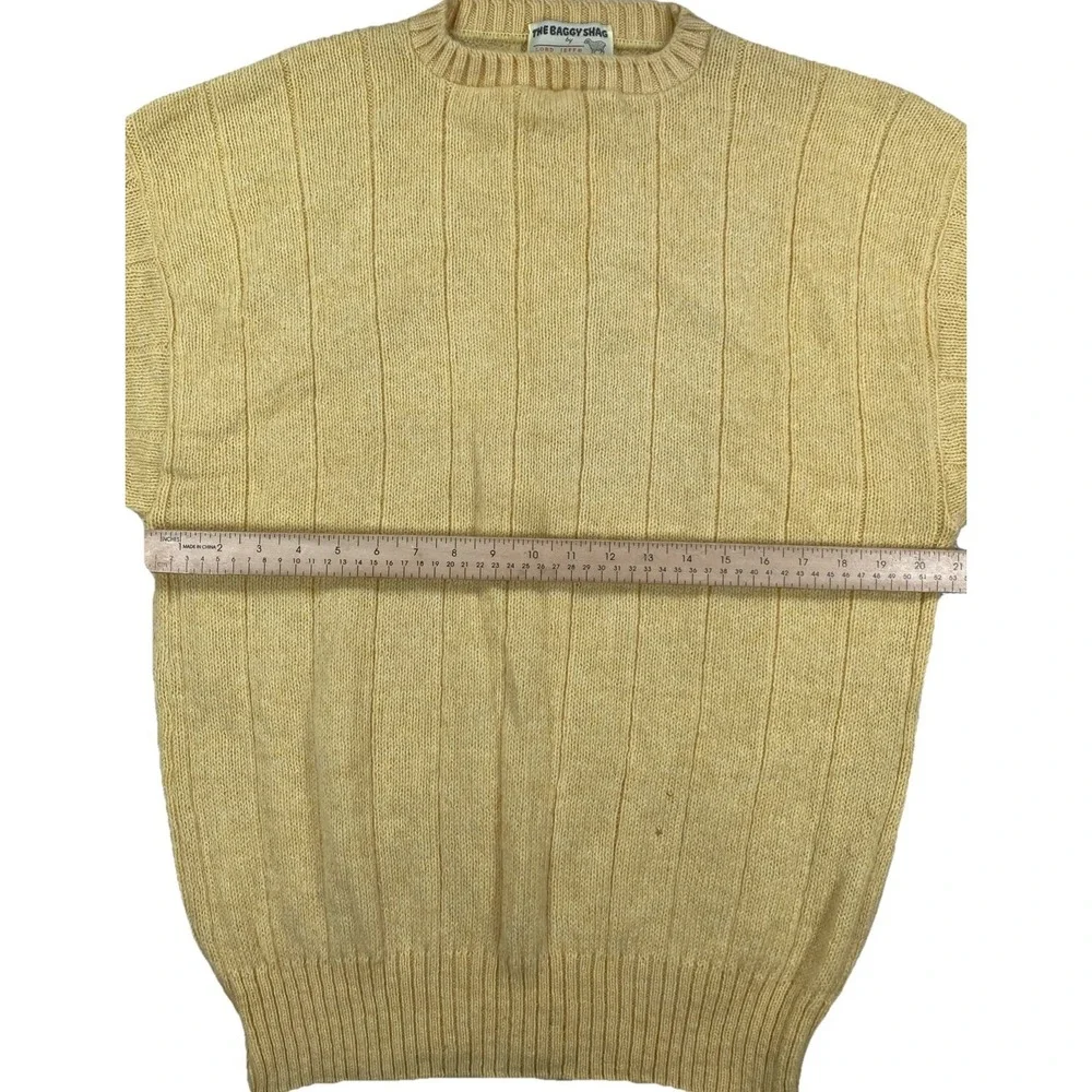 Vintage Lord Jeff The Baggy Shag Wool Mohair Sweater Yellow Size XL (Holes)